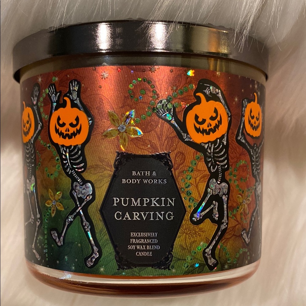 🎃”PUMPKIN CARVING"🎃 by BBW, 3-Wick Scented Candle, 14.5 oz / 411 g, NWTag base